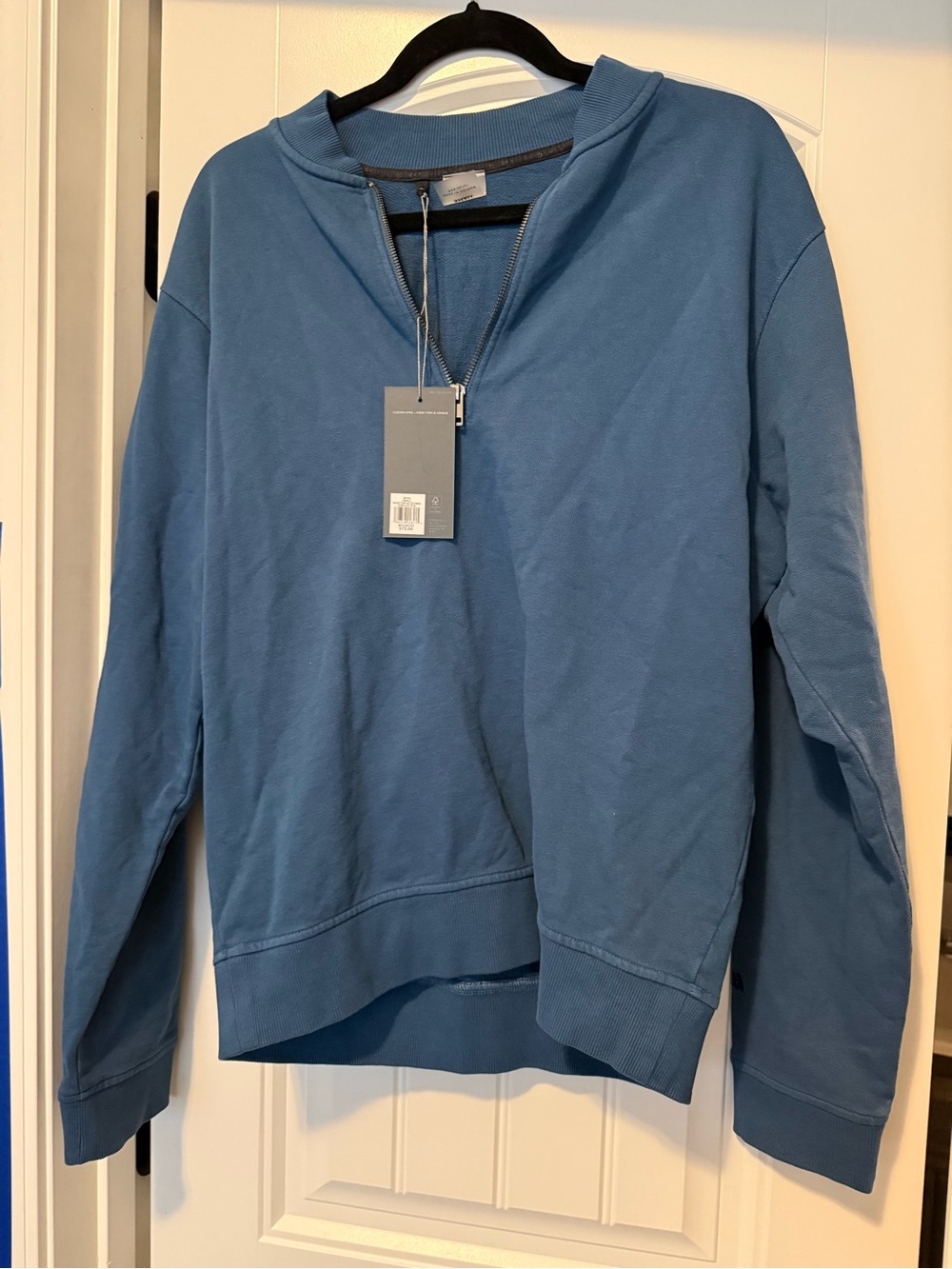 Men's Half-Zip Sweater in Dusty Blue - Lightweight Layering Pullover